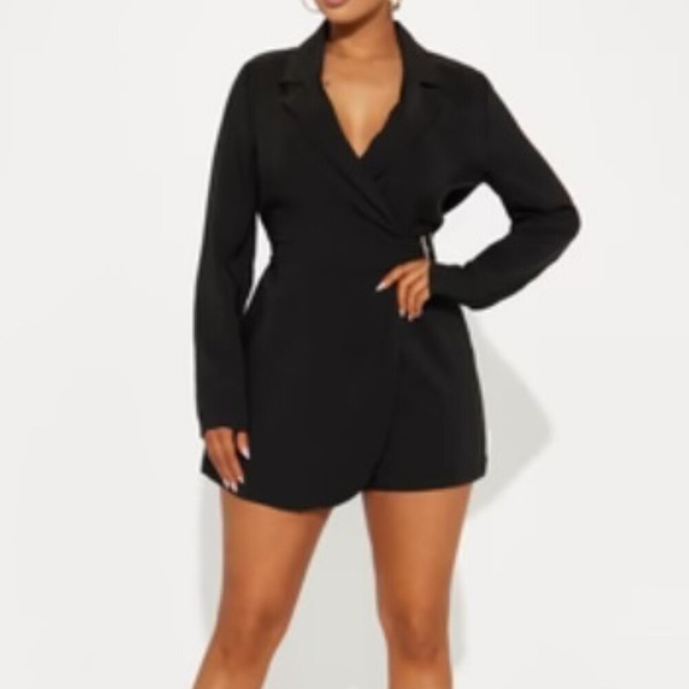 In My Era Blazer Romper - Black Size: L